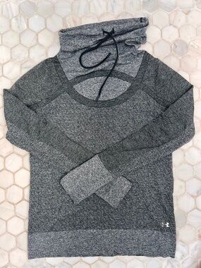 Under Armour Black Heathered Threadborne Fitted Long Sleeve Top Cowl Neck